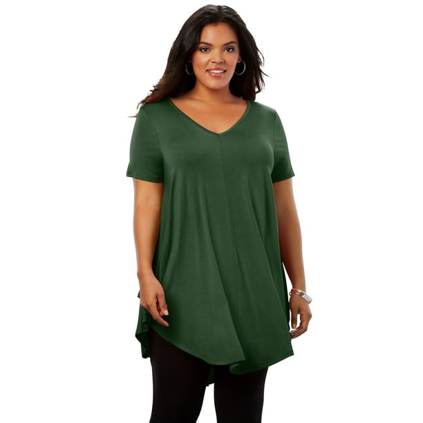Roamans Womens Plus Size Swing Drape Tunic